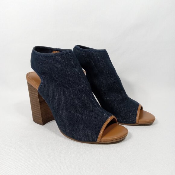 CATO Navy Blue Jean Denim Look Open-Toe Sandals Womens Size 8 - Picture 2 of 16